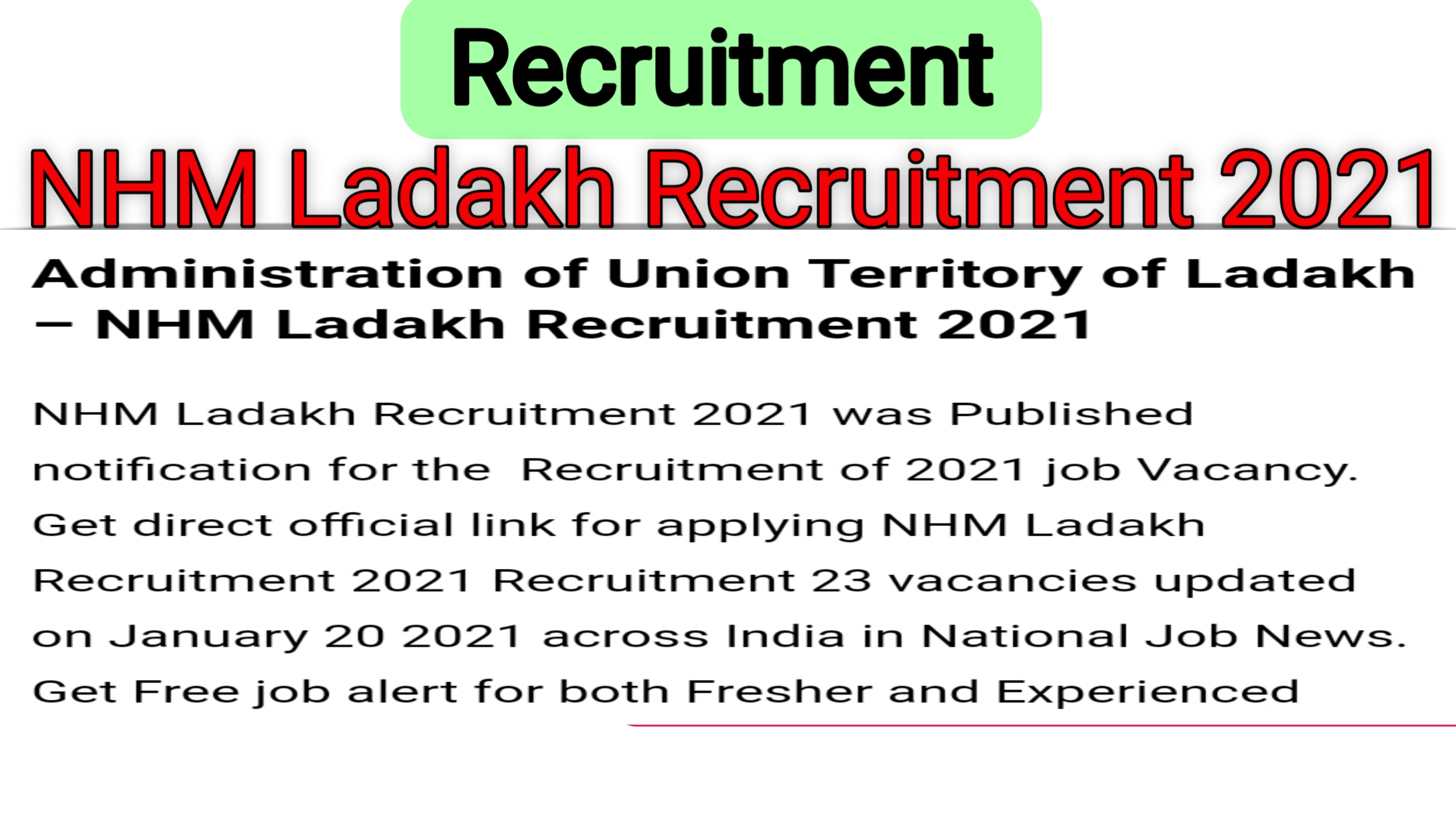 NHM Ladakh Recruitment 2021