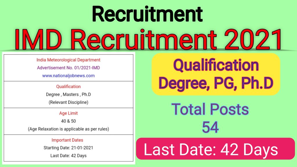 IMD Recruitment 2021